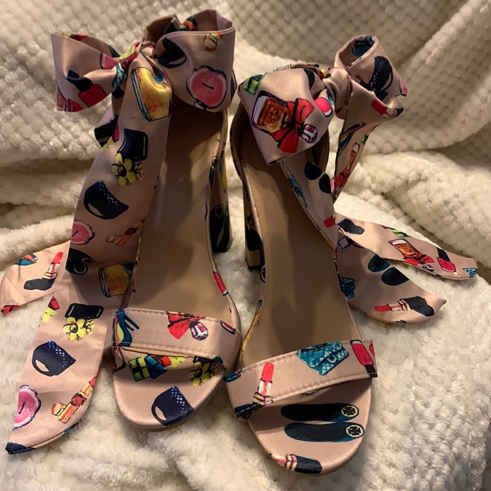High Heeled Sandals with Wrap Around Ankle Tie
